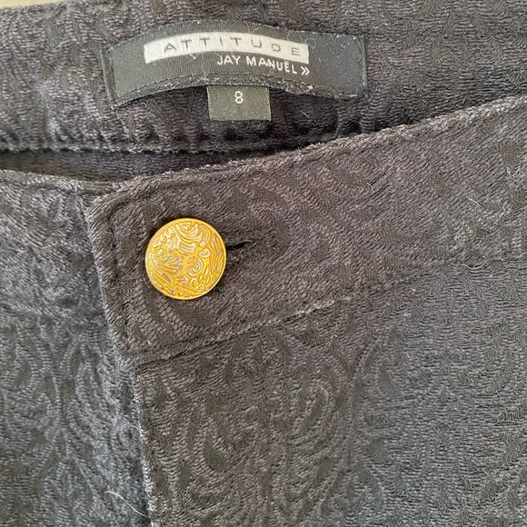 Black patterned Vintage Inspired Pants - Picture 2 of 9